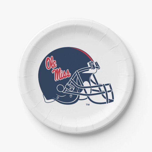 Ole Miss Football Helmet | Dark Blue Paper Plates (Front)
