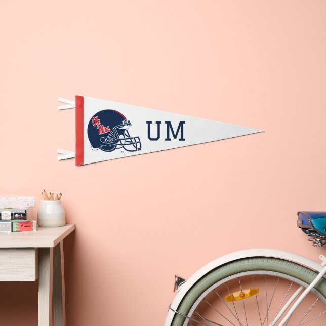Ole Miss Football Helmet | Dark Blue Pennant Flag (Front)