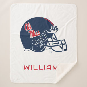 Ole Miss Football Helmet Dark Blue Sherpa Blanket