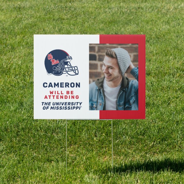 Ole Miss Football Helmet | Dark Blue Sign (Insitu)