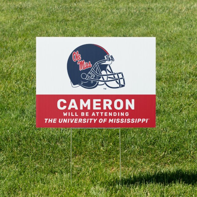 Ole Miss Football Helmet | Dark Blue Sign (Insitu)