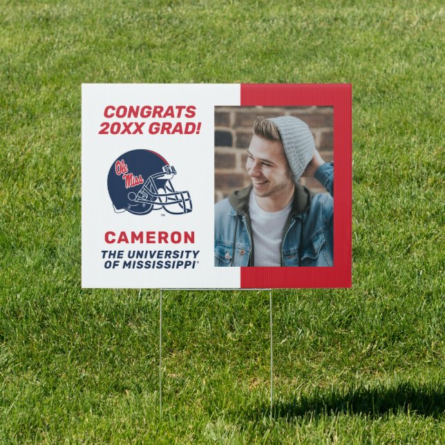 Ole Miss Football Helmet | Dark Blue Sign (Insitu)