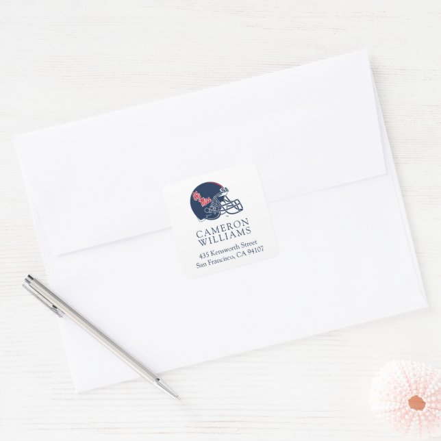 Ole Miss Football Helmet | Dark Blue Square Sticker (Envelope)