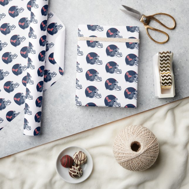 Ole Miss Football Helmet | Dark Blue Wrapping Paper (Crafts)