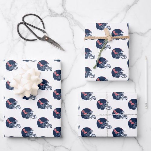 Ole Miss Football Helmet  Dark Blue Wrapping Paper Sheets