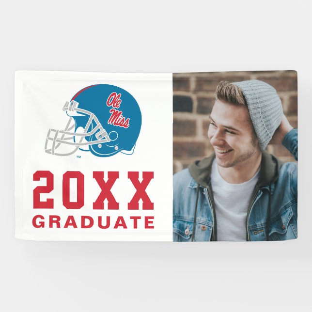 Ole Miss Football Helmet | Light Blue Banner (Horizontal)