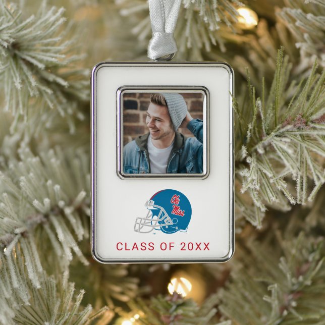 Ole Miss Football Helmet | Light Blue Christmas Ornament (Tree)