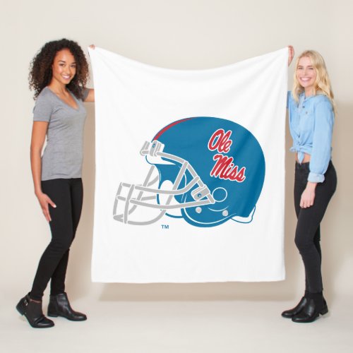 Ole Miss Football Helmet  Light Blue Fleece Blanket