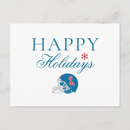 Ole Miss Football Helmet  Light Blue Holiday Postcard