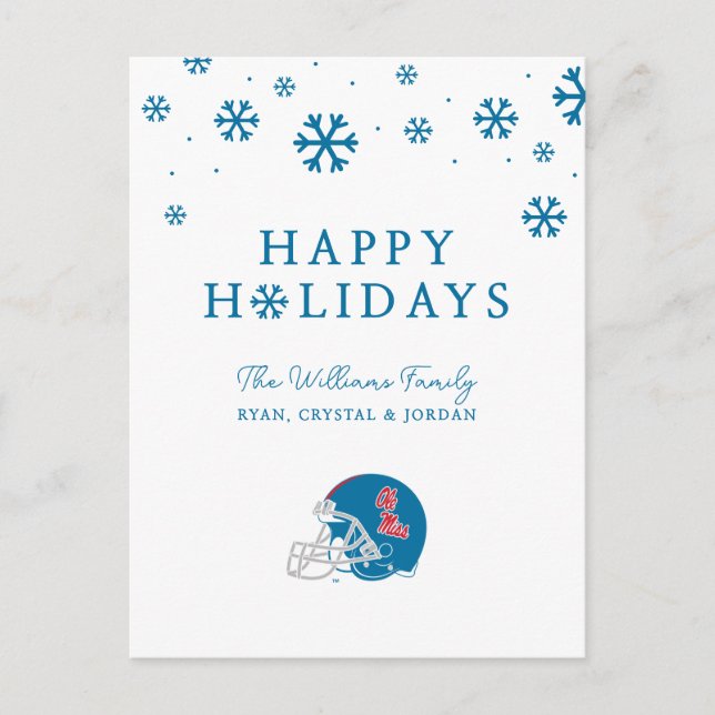 Ole Miss Football Helmet | Light Blue Holiday Postcard (Front)