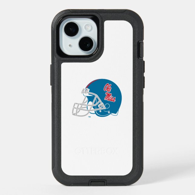 Ole Miss Football Helmet | Light Blue iPhone 15 Case (Back)