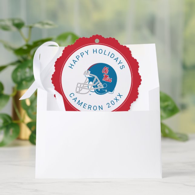 Ole Miss Football Helmet | Light Blue Ornament Card (Envelope)