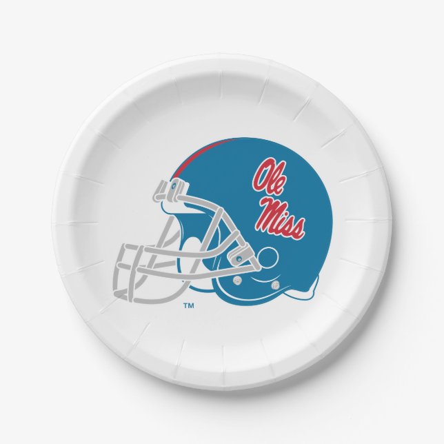 Ole Miss Football Helmet | Light Blue Paper Plates (Front)