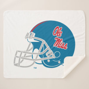 Ole Miss Football Helmet   Light Blue Sherpa Blanket