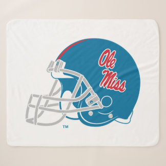 Ole Miss Football Helmet | Light Blue Sherpa Blanket