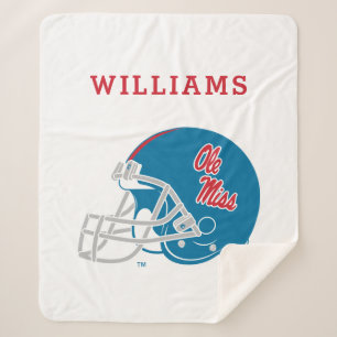 Ole Miss Football Helmet Light Blue Sherpa Blanket