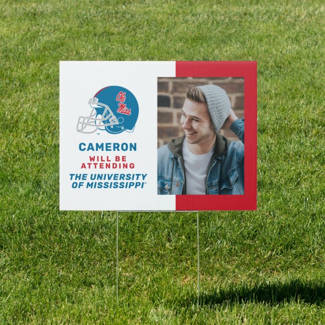 Ole Miss Football Helmet | Light Blue Sign (Insitu)
