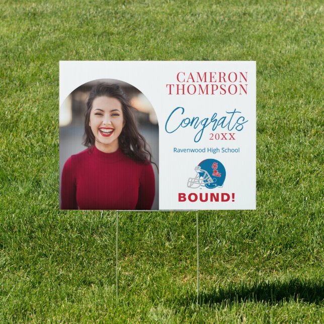 Ole Miss Football Helmet | Light Blue Sign (Insitu)