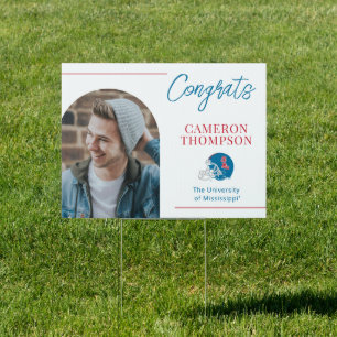 Ole Miss Football Helmet Light Blue Sign