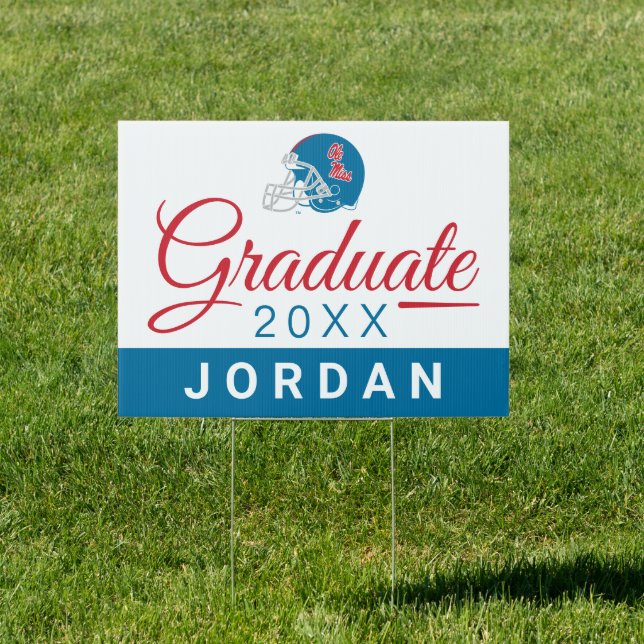 Ole Miss Football Helmet | Light Blue Sign (Insitu)