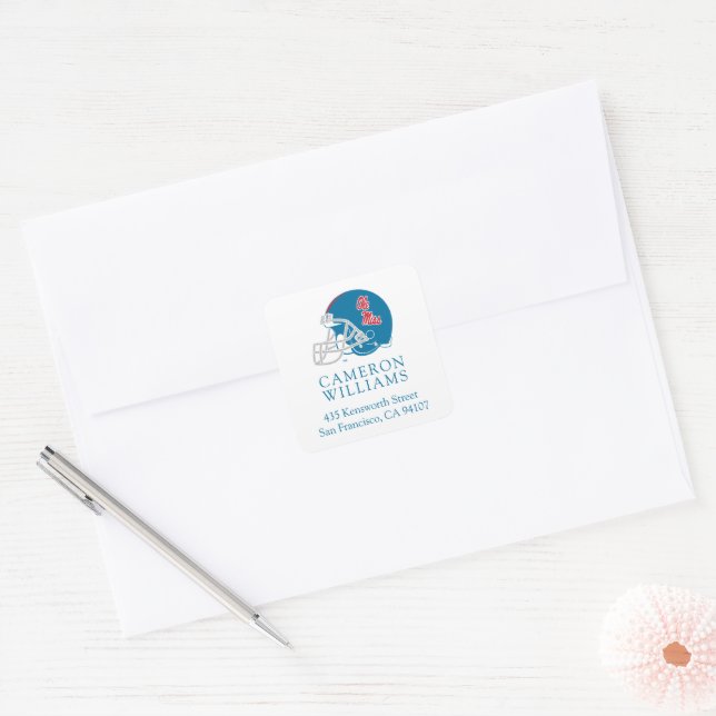 Ole Miss Football Helmet | Light Blue Square Sticker (Envelope)
