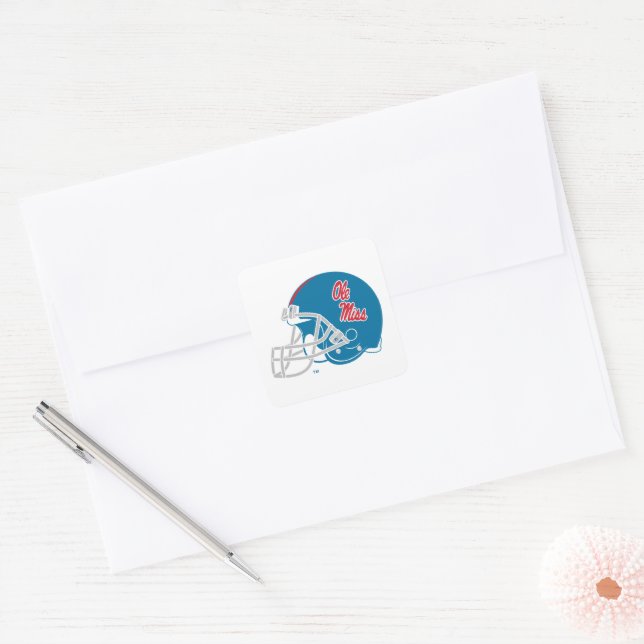 Ole Miss Football Helmet | Light Blue Square Sticker (Envelope)
