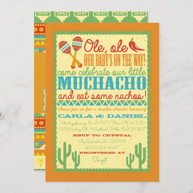 Ole, Ole, Fiesta Baby Shower Invitation (Front/Back)