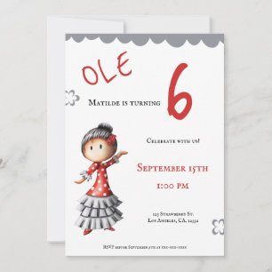 Ole Sevillana Flamenco Dancer Birthday Invitation