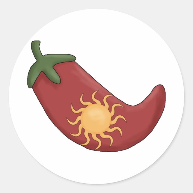 Ole!  Sun Stuffed Red Chili Pepper Classic Round Sticker (Front)