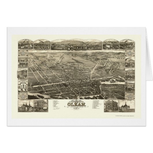 Olean, NY Panoramic Map - 1882 Cards (Front Horizontal)