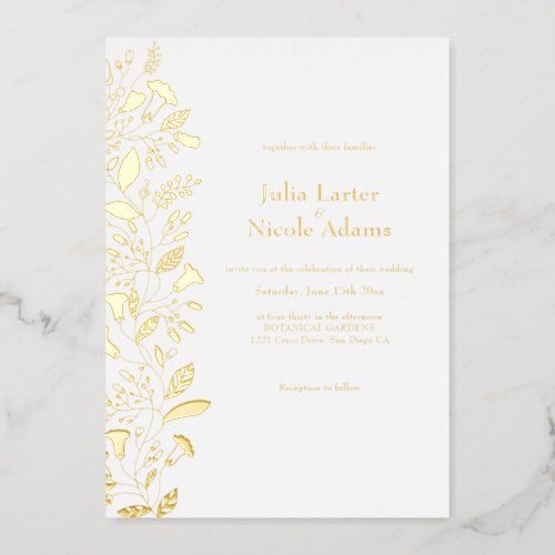 Oleander Autumn Leaves Wedding Foil Invitation
