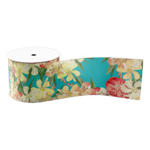Oleander Floral Flowers Tropical Ribbon