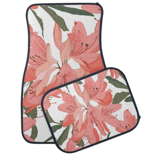 Oleander Flower Orange White Car Floor Mat