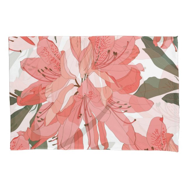 Oleander Flower: Orange White Pillow Case (Front)