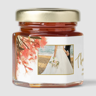 Oleander Flowers Wedding Guest Thank you Photo Honey Jar Favors