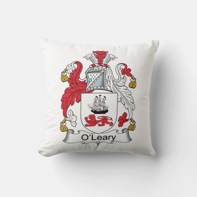 O'Leary Family Crest Throw Pillow (Front)