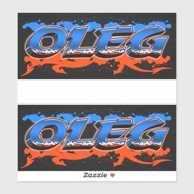 Oleg First Name Graffiti Sticker (Sheet)