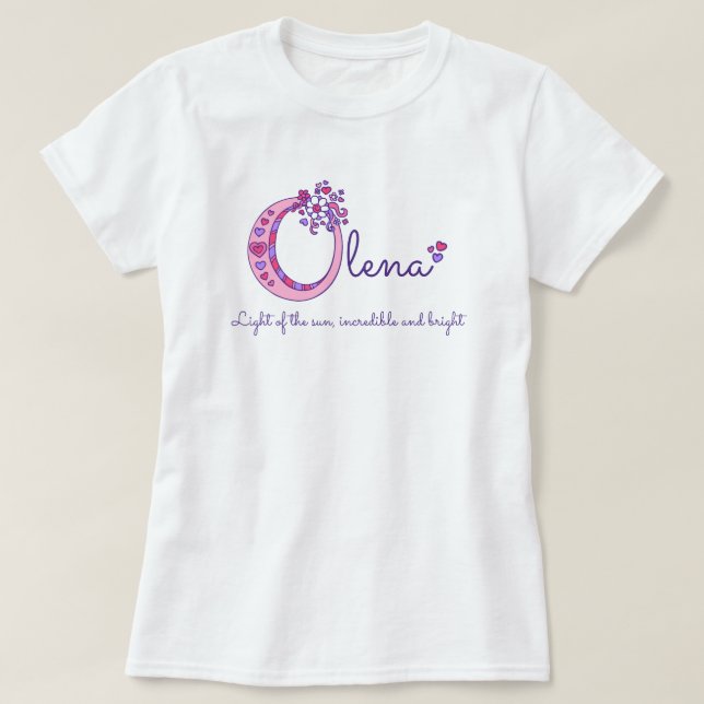 Olena girls O name meaning monogram shirt (Design Front)