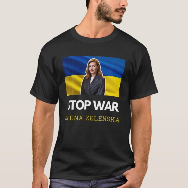 Olena Zelenska Zelenskyy Zelensky Ukraine Flag Pri T-Shirt (Front)