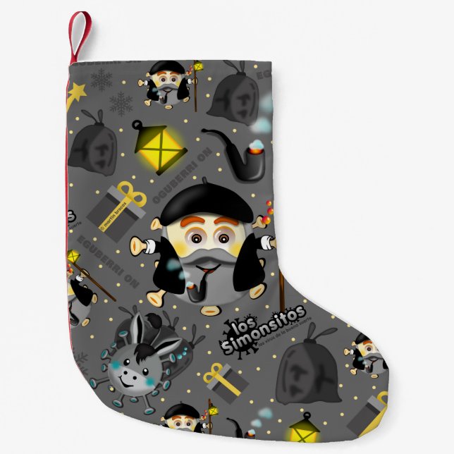 Olentzero Basque Eguberri on by Simonsite Small Christmas Stocking (Front)