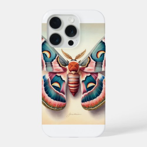 Olethreutid Moth Dorsal View IREF651 _ Watercolor iPhone 15 Pro Case