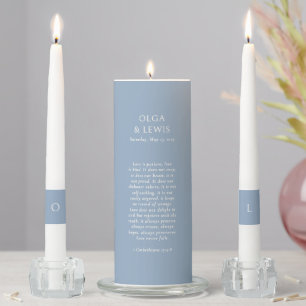 Olga Dusty Blue Modern Wedding Unity Candle Set