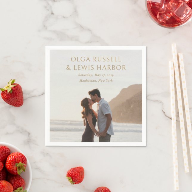 Olga Gold Modern Wedding Napkins (Insitu)