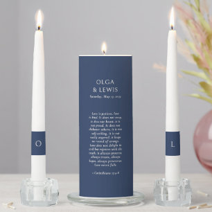 Olga Navy and Cream Modern Wedding Unity Candle Set