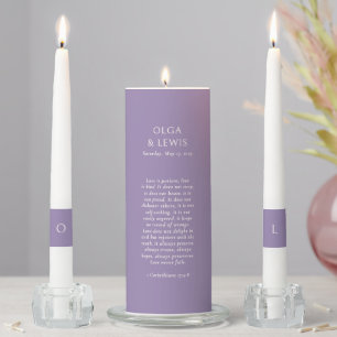 Olga Purple Modern Wedding Unity Candle Set