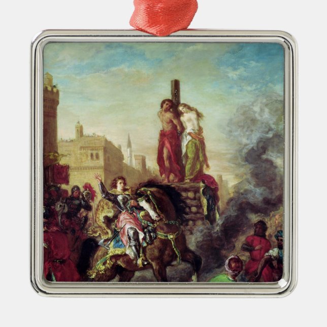 Olinda and Sophronia on the Pyre Metal Ornament (Front)