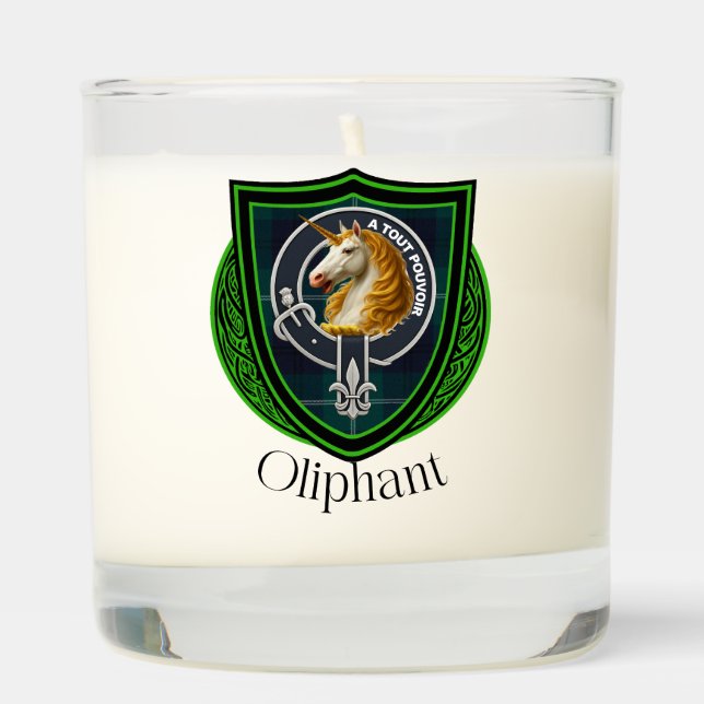 Oliphant Scottish Clan Tartan and Crest Scented Candle (Right)