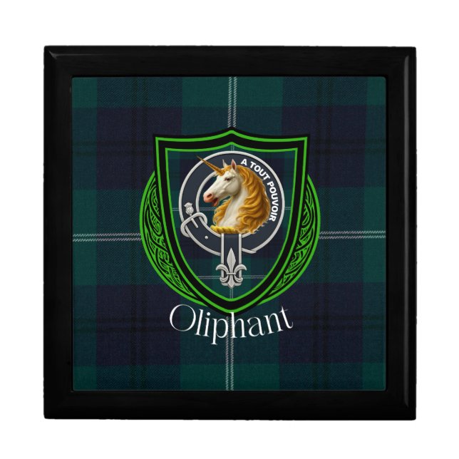 Oliphant Scottish Clan Tartan & Crest Gift Box (Front)