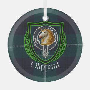 Oliphant Scottish Clan Tartan & Crest Glass Ornament