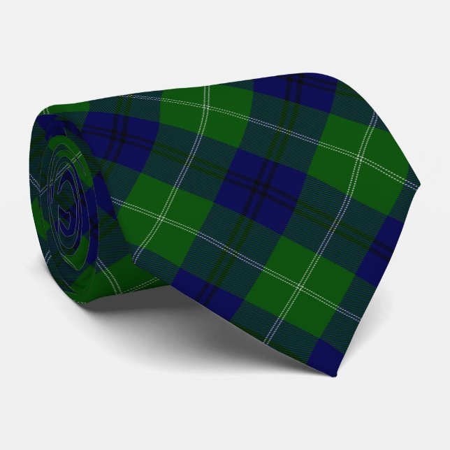 Oliphant tartan blue green plaid neck tie (Rolled)